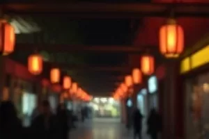 《夏日祭的约》夜晚摊位挂起的一排灯笼